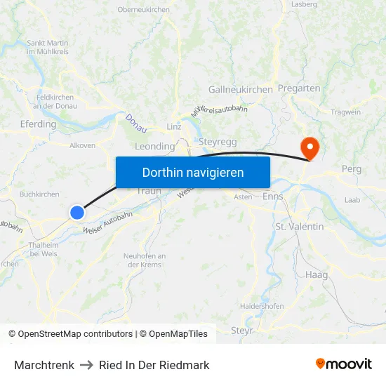 Marchtrenk to Ried In Der Riedmark map