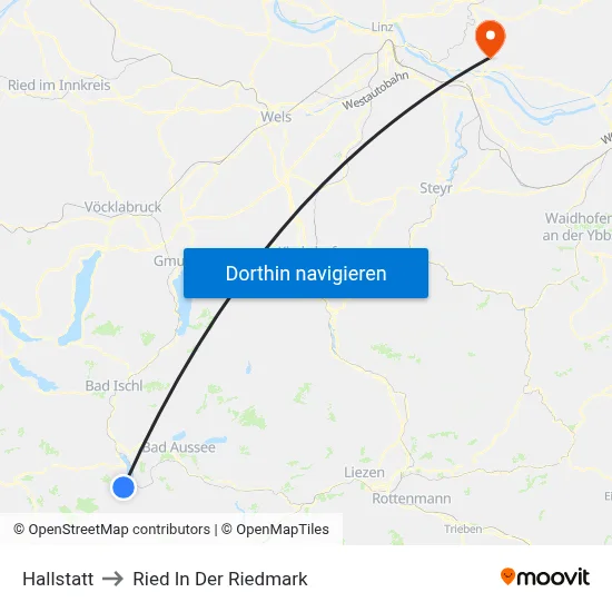 Hallstatt to Ried In Der Riedmark map