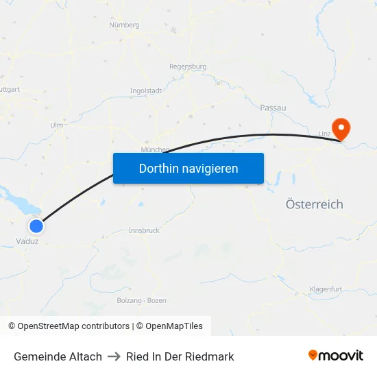 Gemeinde Altach to Ried In Der Riedmark map