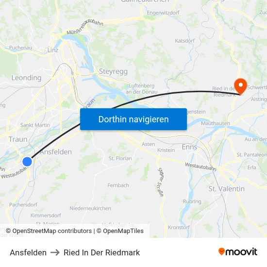 Ansfelden to Ried In Der Riedmark map