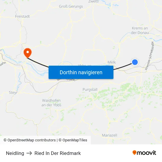 Neidling to Ried In Der Riedmark map