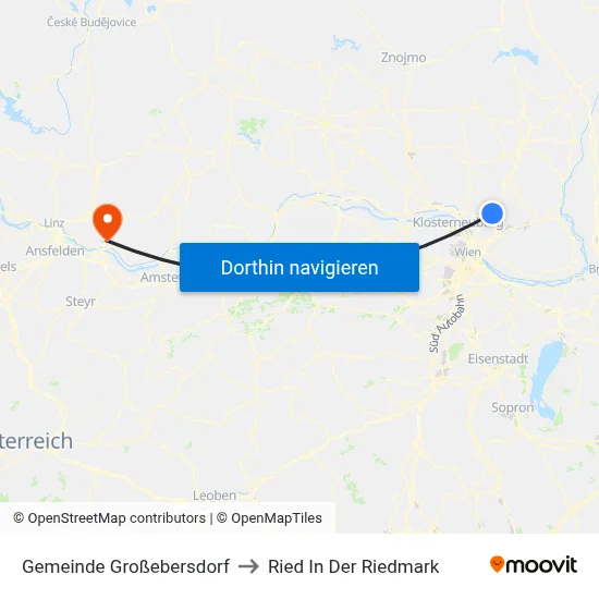 Gemeinde Großebersdorf to Ried In Der Riedmark map