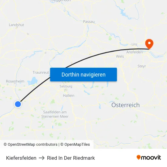 Kiefersfelden to Ried In Der Riedmark map