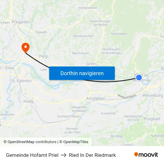 Gemeinde Hofamt Priel to Ried In Der Riedmark map