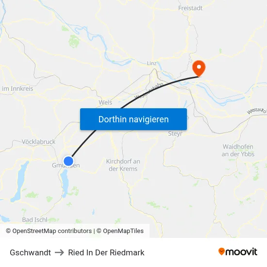 Gschwandt to Ried In Der Riedmark map