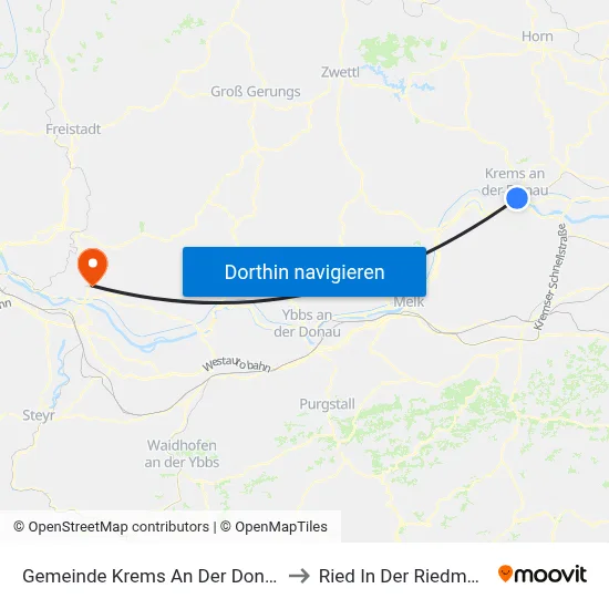 Gemeinde Krems An Der Donau to Ried In Der Riedmark map