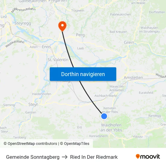 Gemeinde Sonntagberg to Ried In Der Riedmark map