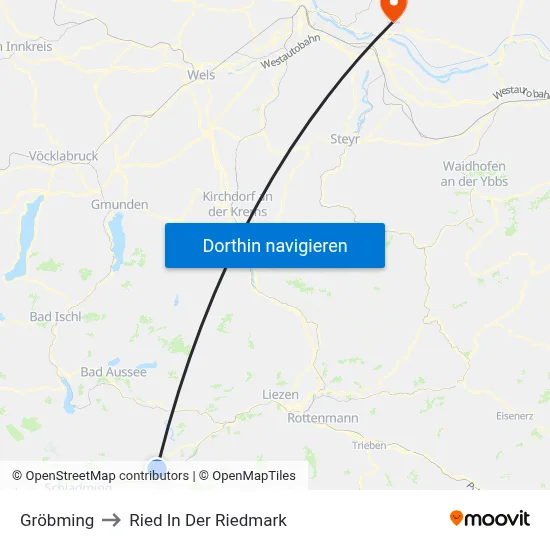 Gröbming to Ried In Der Riedmark map