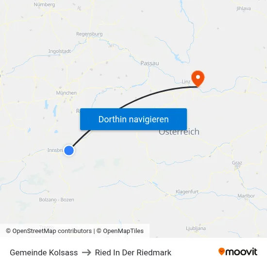 Gemeinde Kolsass to Ried In Der Riedmark map
