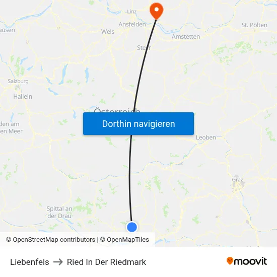 Liebenfels to Ried In Der Riedmark map