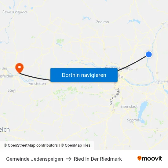 Gemeinde Jedenspeigen to Ried In Der Riedmark map