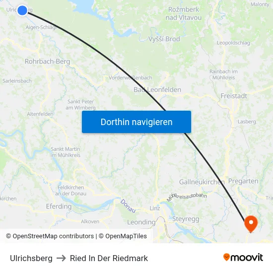 Ulrichsberg to Ried In Der Riedmark map