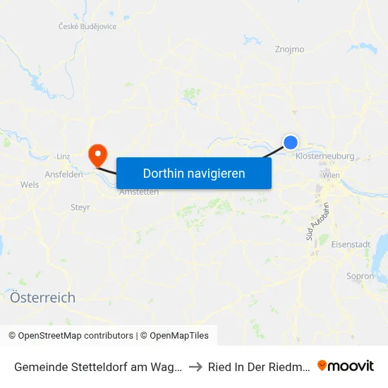 Gemeinde Stetteldorf am Wagram to Ried In Der Riedmark map