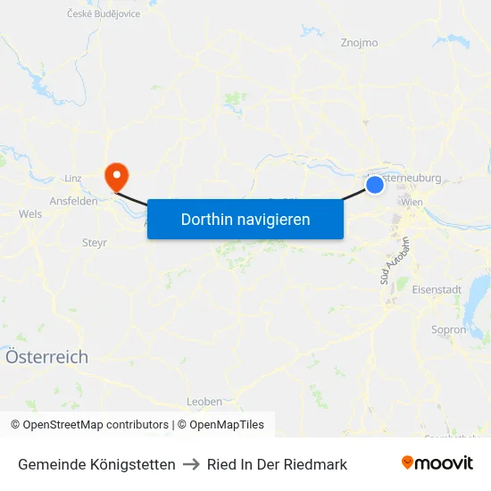 Gemeinde Königstetten to Ried In Der Riedmark map