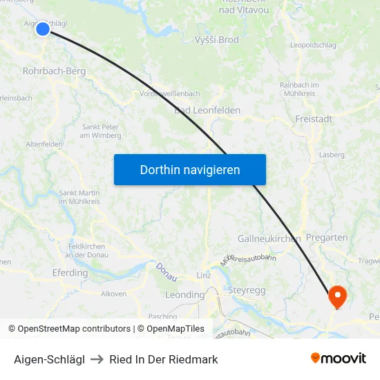 Aigen-Schlägl to Ried In Der Riedmark map