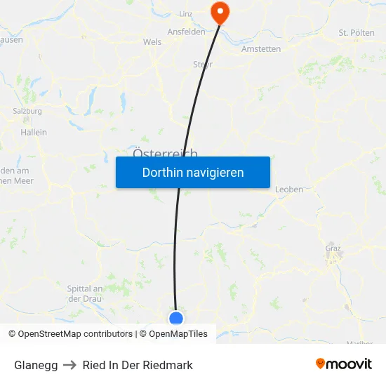 Glanegg to Ried In Der Riedmark map