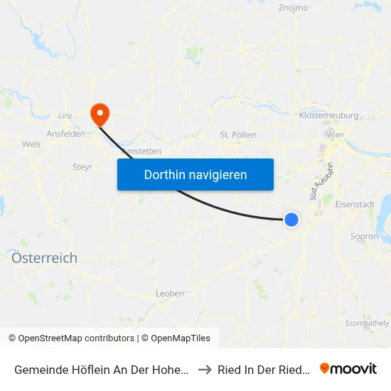 Gemeinde Höflein An Der Hohen Wand to Ried In Der Riedmark map