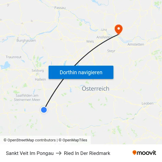 Sankt Veit Im Pongau to Ried In Der Riedmark map