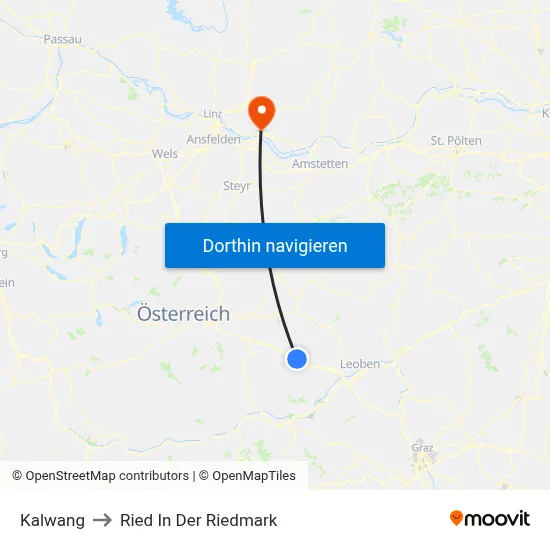 Kalwang to Ried In Der Riedmark map