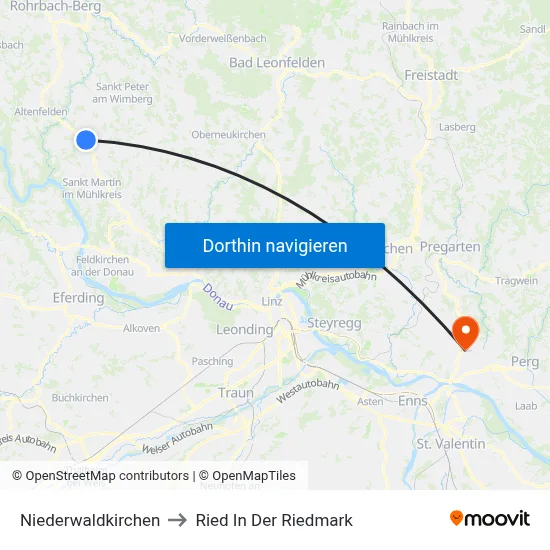 Niederwaldkirchen to Ried In Der Riedmark map