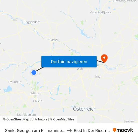 Sankt Georgen am Fillmannsbach to Ried In Der Riedmark map
