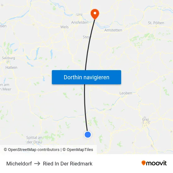 Micheldorf to Ried In Der Riedmark map