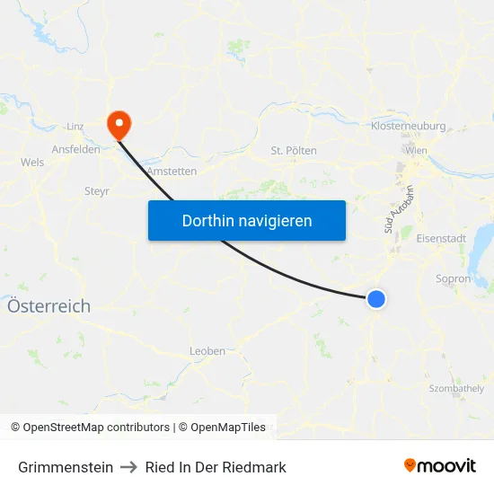 Grimmenstein to Ried In Der Riedmark map