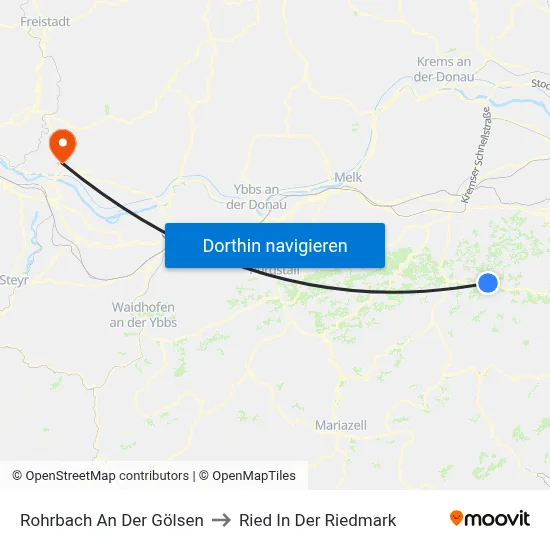 Rohrbach An Der Gölsen to Ried In Der Riedmark map