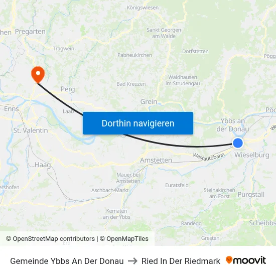 Gemeinde Ybbs An Der Donau to Ried In Der Riedmark map