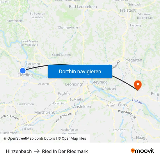 Hinzenbach to Ried In Der Riedmark map