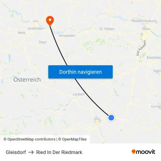 Gleisdorf to Ried In Der Riedmark map