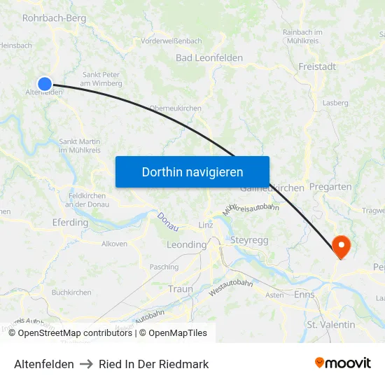Altenfelden to Ried In Der Riedmark map