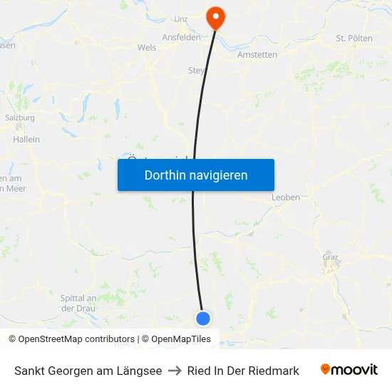 Sankt Georgen am Längsee to Ried In Der Riedmark map