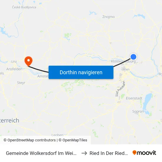 Gemeinde Wolkersdorf Im Weinviertel to Ried In Der Riedmark map