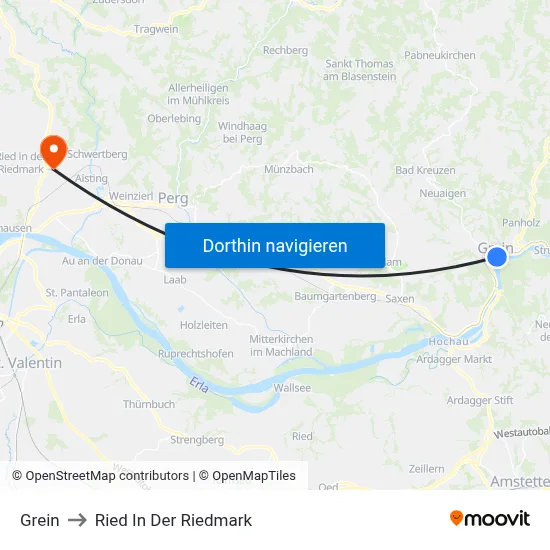 Grein to Ried In Der Riedmark map