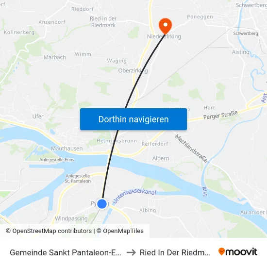 Gemeinde Sankt Pantaleon-Erla to Ried In Der Riedmark map