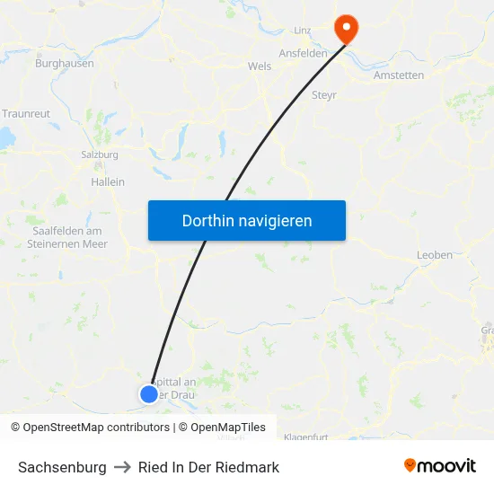 Sachsenburg to Ried In Der Riedmark map