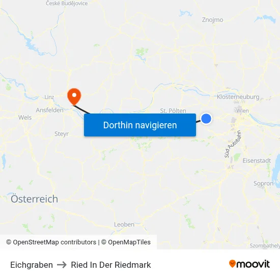 Eichgraben to Ried In Der Riedmark map