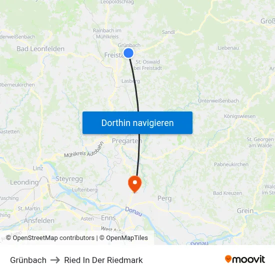 Grünbach to Ried In Der Riedmark map