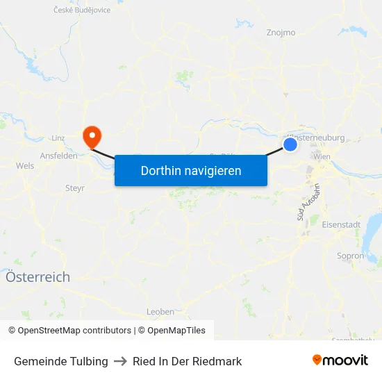 Gemeinde Tulbing to Ried In Der Riedmark map