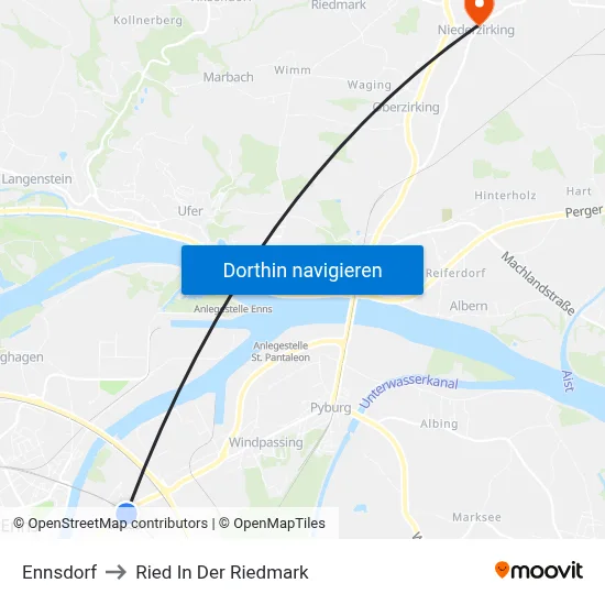 Ennsdorf to Ried In Der Riedmark map