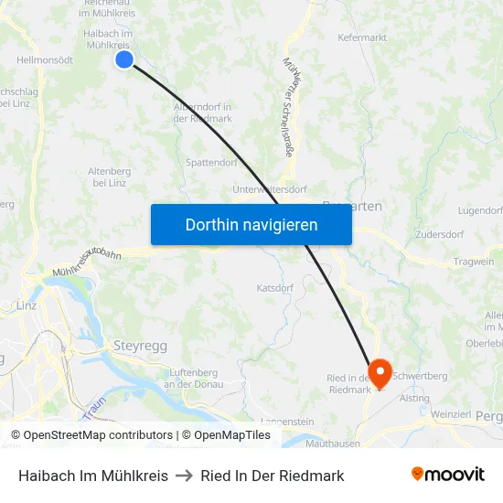Haibach Im Mühlkreis to Ried In Der Riedmark map