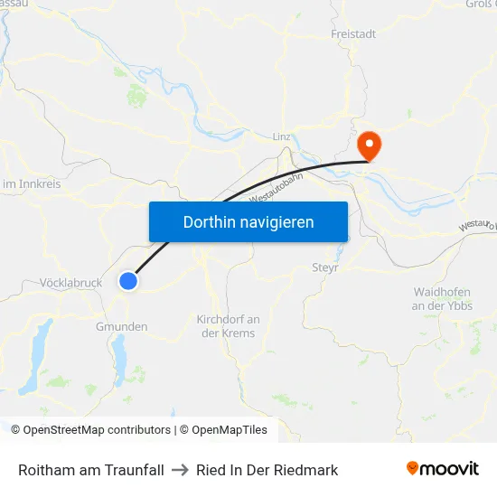 Roitham am Traunfall to Ried In Der Riedmark map