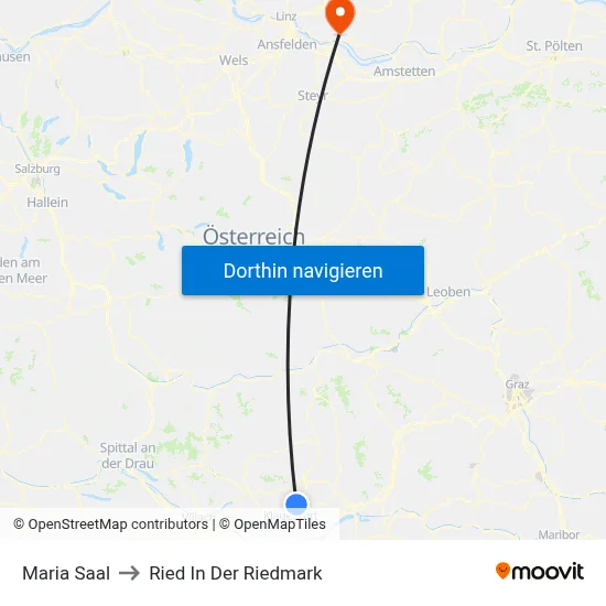 Maria Saal to Ried In Der Riedmark map
