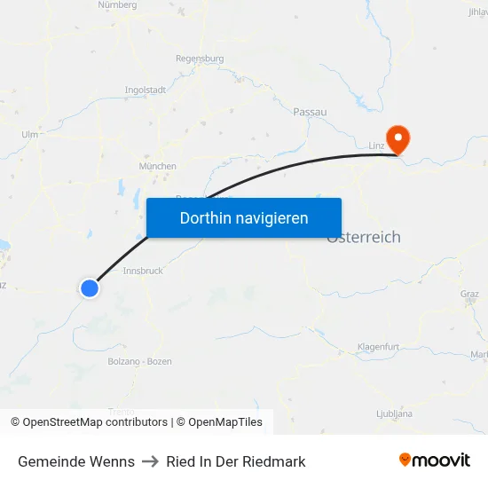 Gemeinde Wenns to Ried In Der Riedmark map