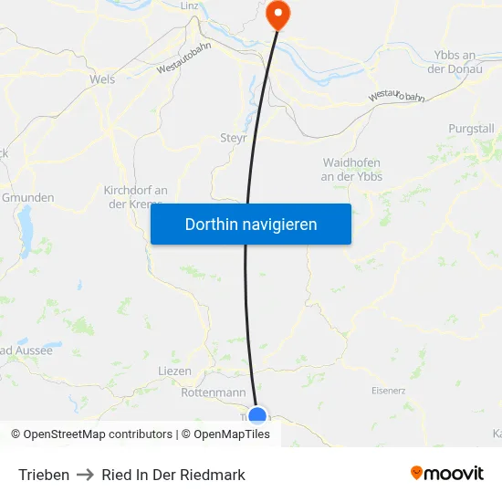 Trieben to Ried In Der Riedmark map