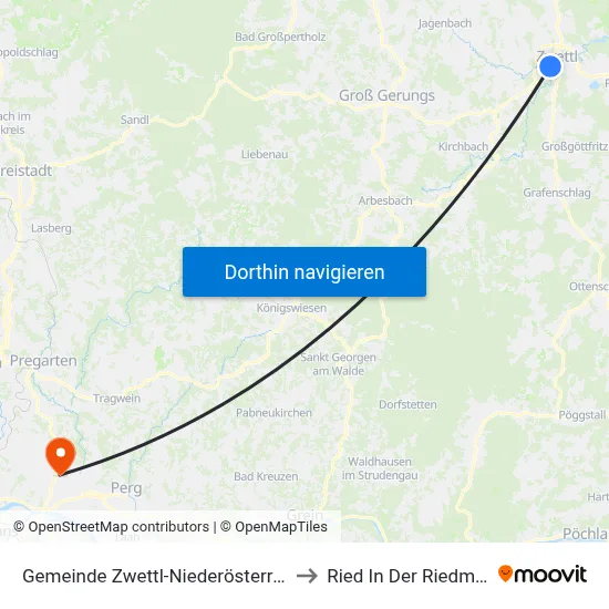 Gemeinde Zwettl-Niederösterreich to Ried In Der Riedmark map