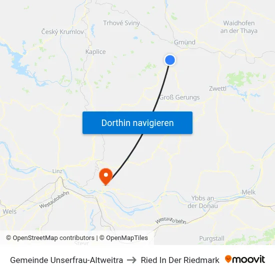 Gemeinde Unserfrau-Altweitra to Ried In Der Riedmark map
