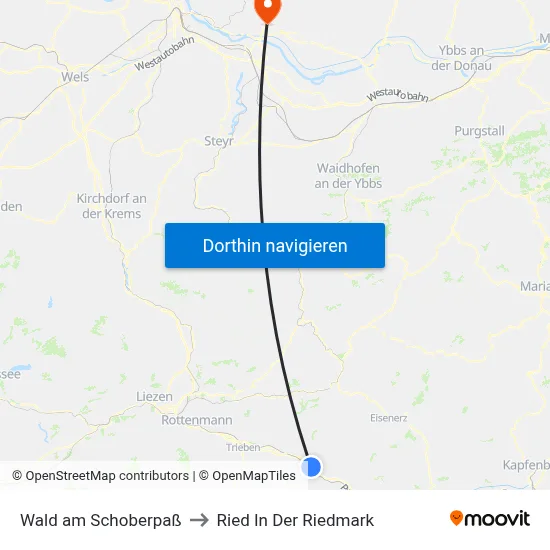 Wald am Schoberpaß to Ried In Der Riedmark map