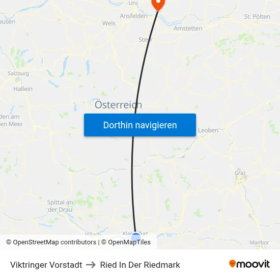 Viktringer Vorstadt to Ried In Der Riedmark map
